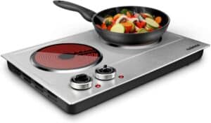 CUSIMAX 1800W Ceramic Electric Hot Plate for Cooking, Dual Control Infrared Cooktop